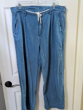 Old Navy Medium Blue Drawstring Wide-Leg Denim Pants